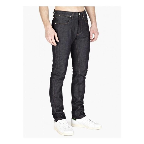 Acne Studios Max Raw Slim Straight Narrow Raw Indigo Blue Denim Jeans Size 34/34 - Picture 1 of 10